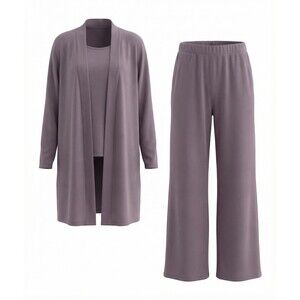 Ovvababy 3‑Pc Minimalist Outfit Womens Plus 2XL GrayJacket, Popover Top & Pants